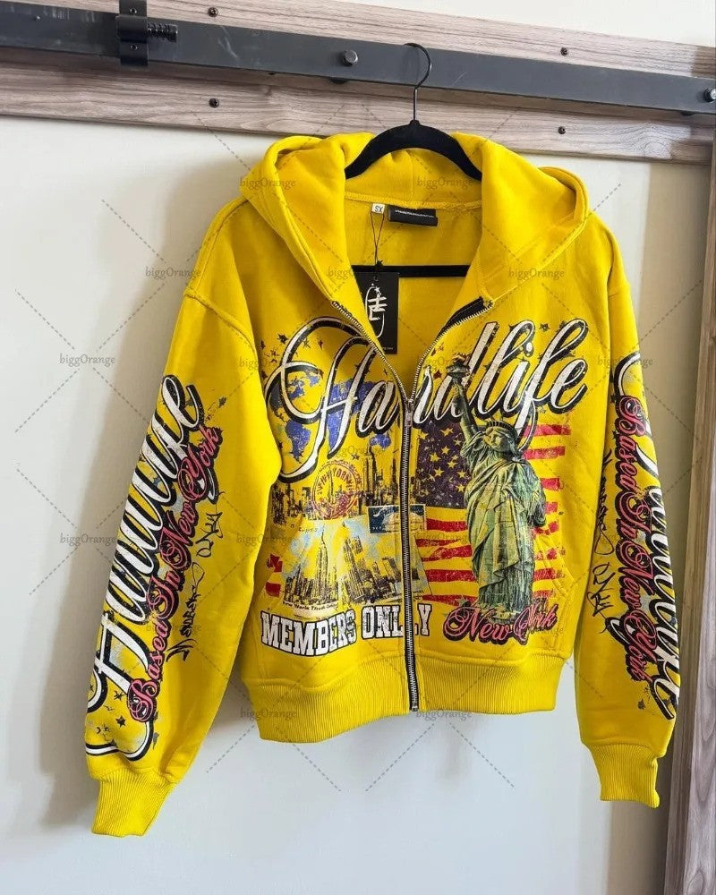 "USA LIFE" graphic zip up