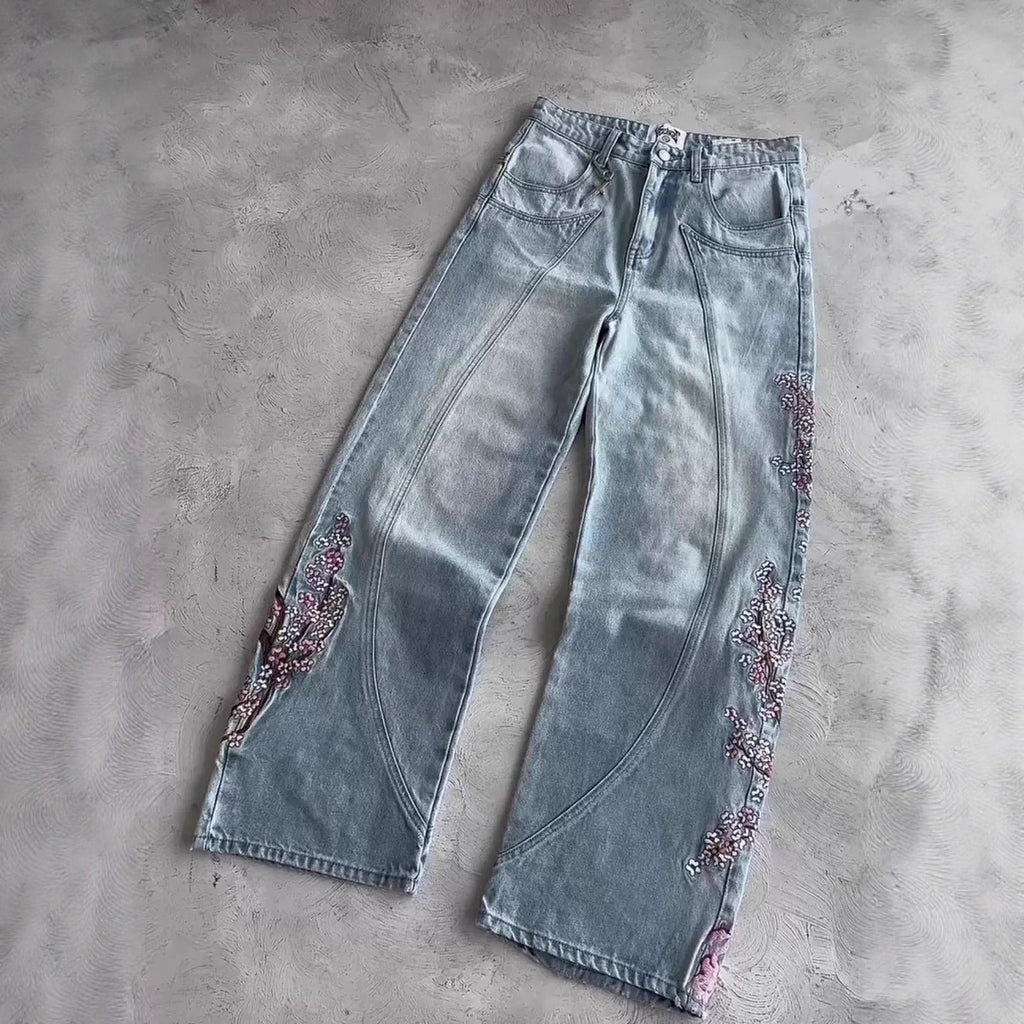 Embroidered Floral Jeans