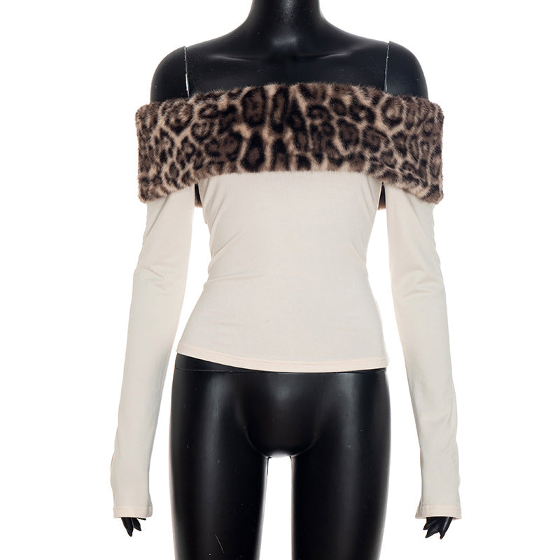 Leopard Print One-Shoulder Streetwear Top