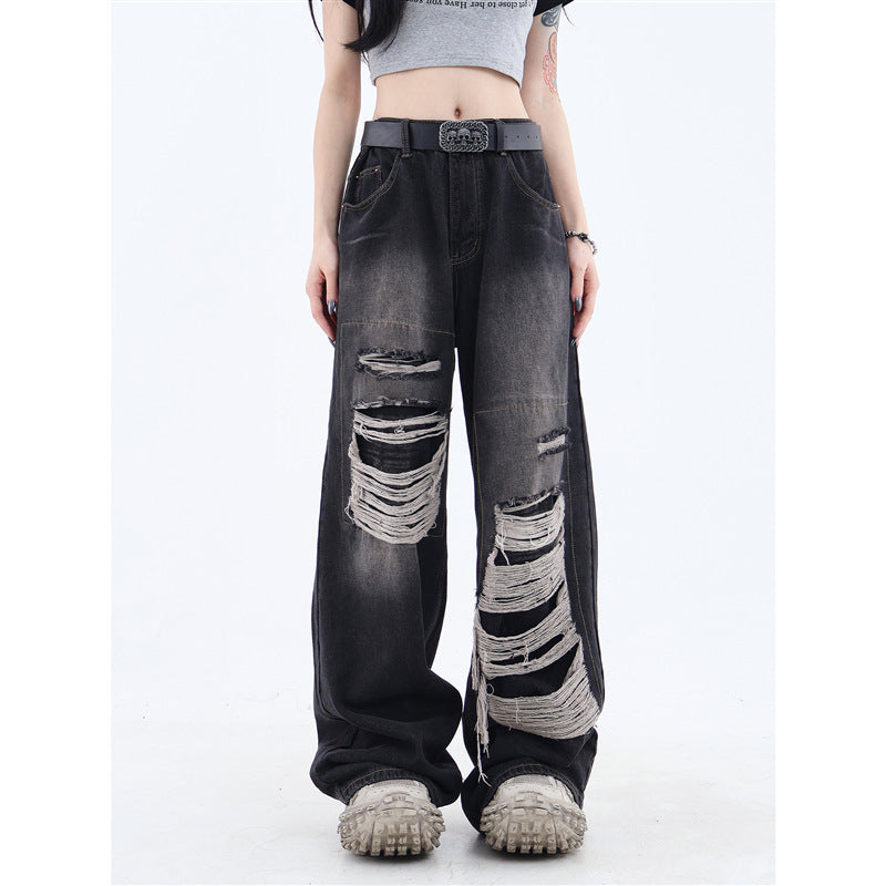 Womens Ripped Y2K Jeans