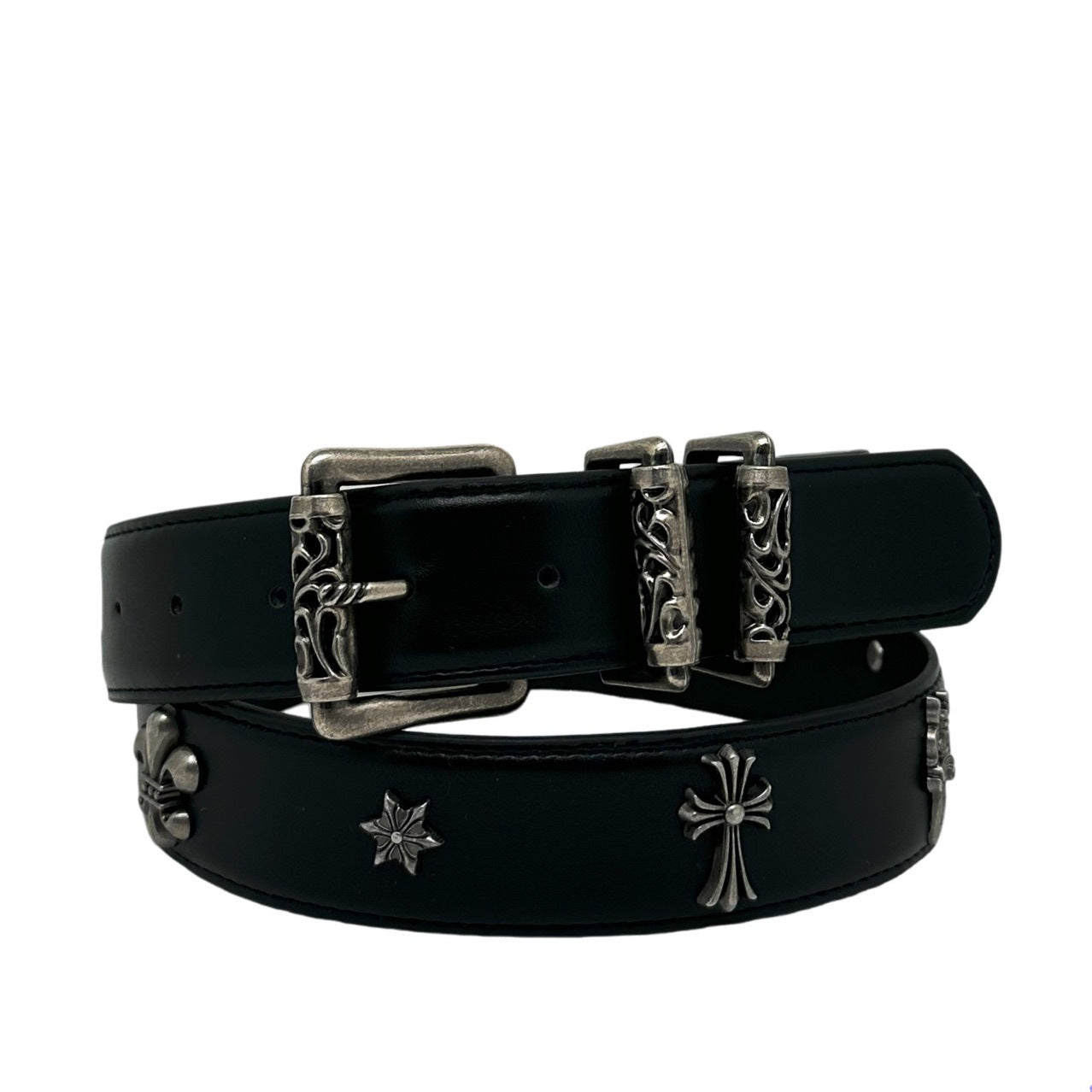 Leather Belt With Cross Detailing