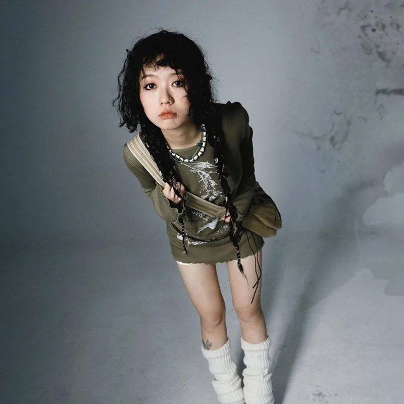 Women's Y2K "Graffiti" Print Knitted Top