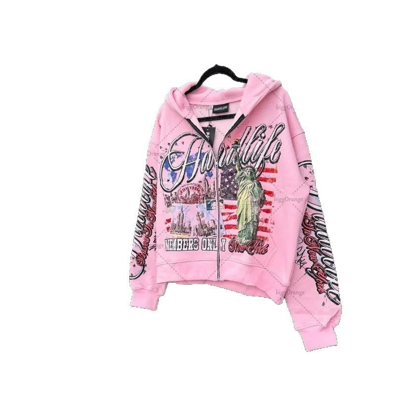 "USA LIFE" graphic zip up
