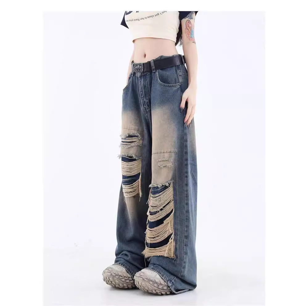 Womens Ripped Y2K Jeans
