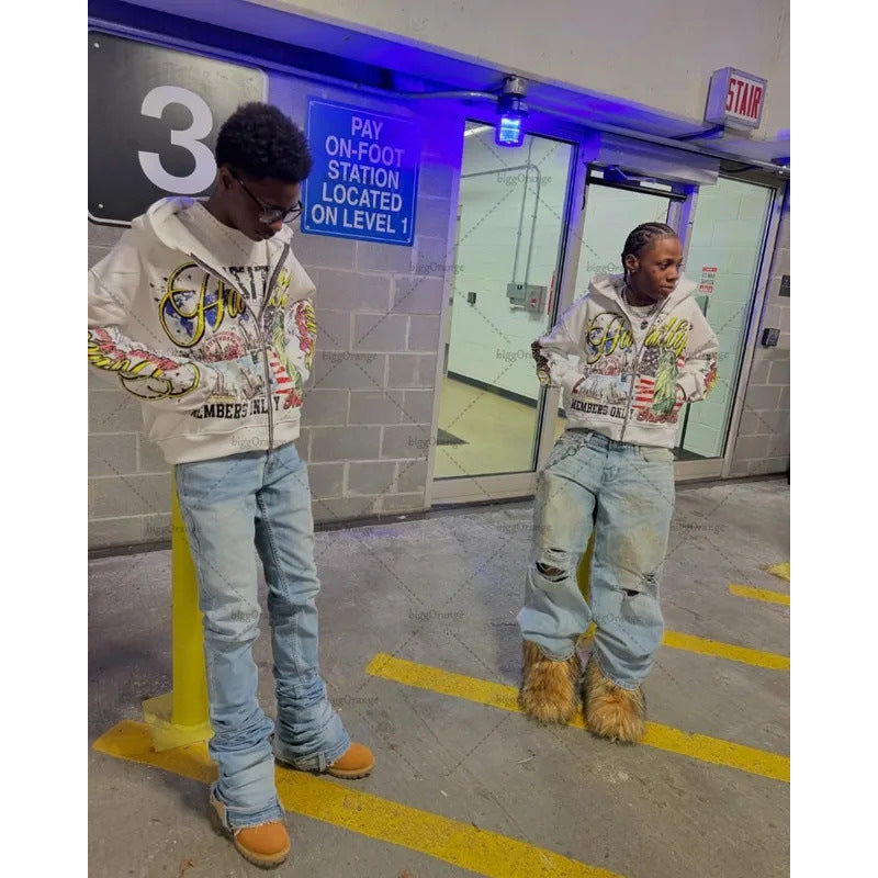 "USA LIFE" graphic zip up