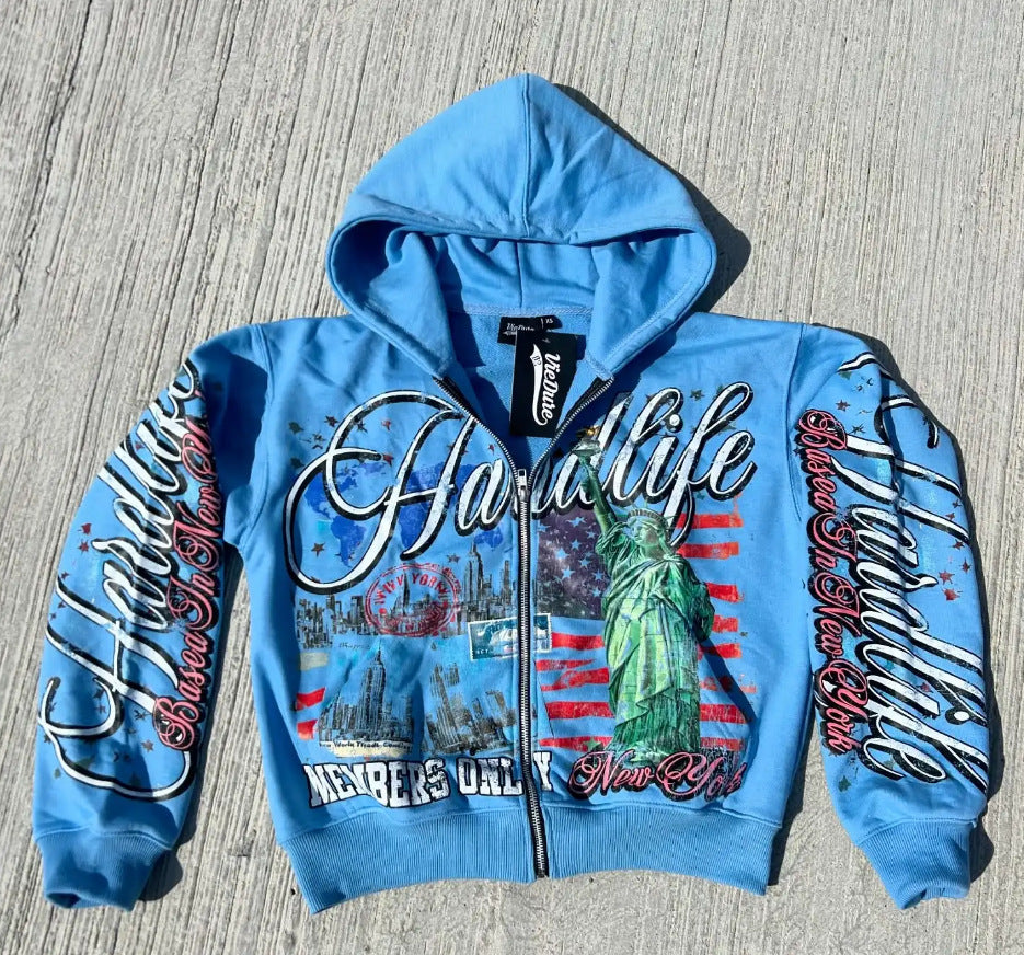 "USA LIFE" graphic zip up