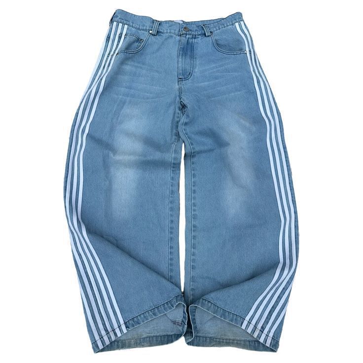 Mens Striped Wide Leg Denim trousers