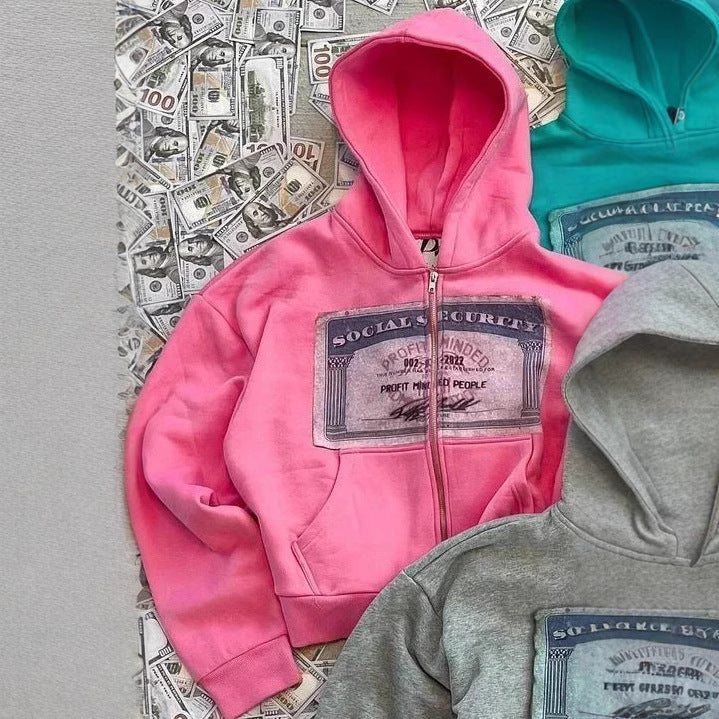"Profit Minded" Graphic Zip Up