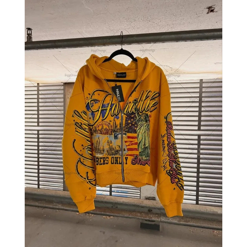 "USA LIFE" graphic zip up