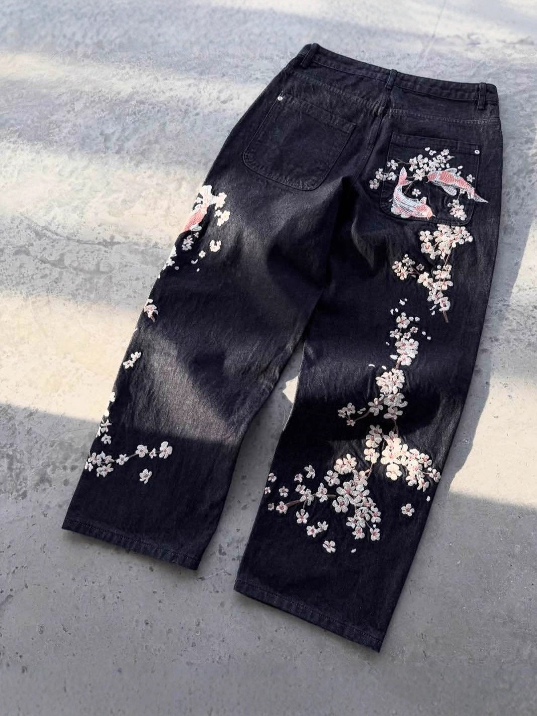 Embroidered Y2K Style Jeans