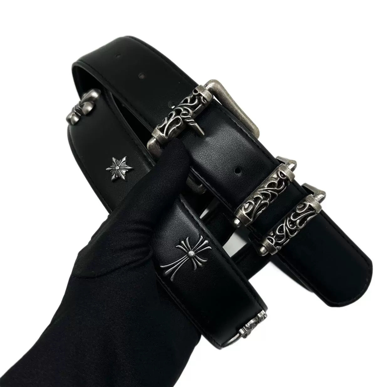 Leather Belt With Cross Detailing