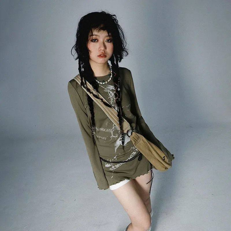 Women's Y2K "Graffiti" Print Knitted Top