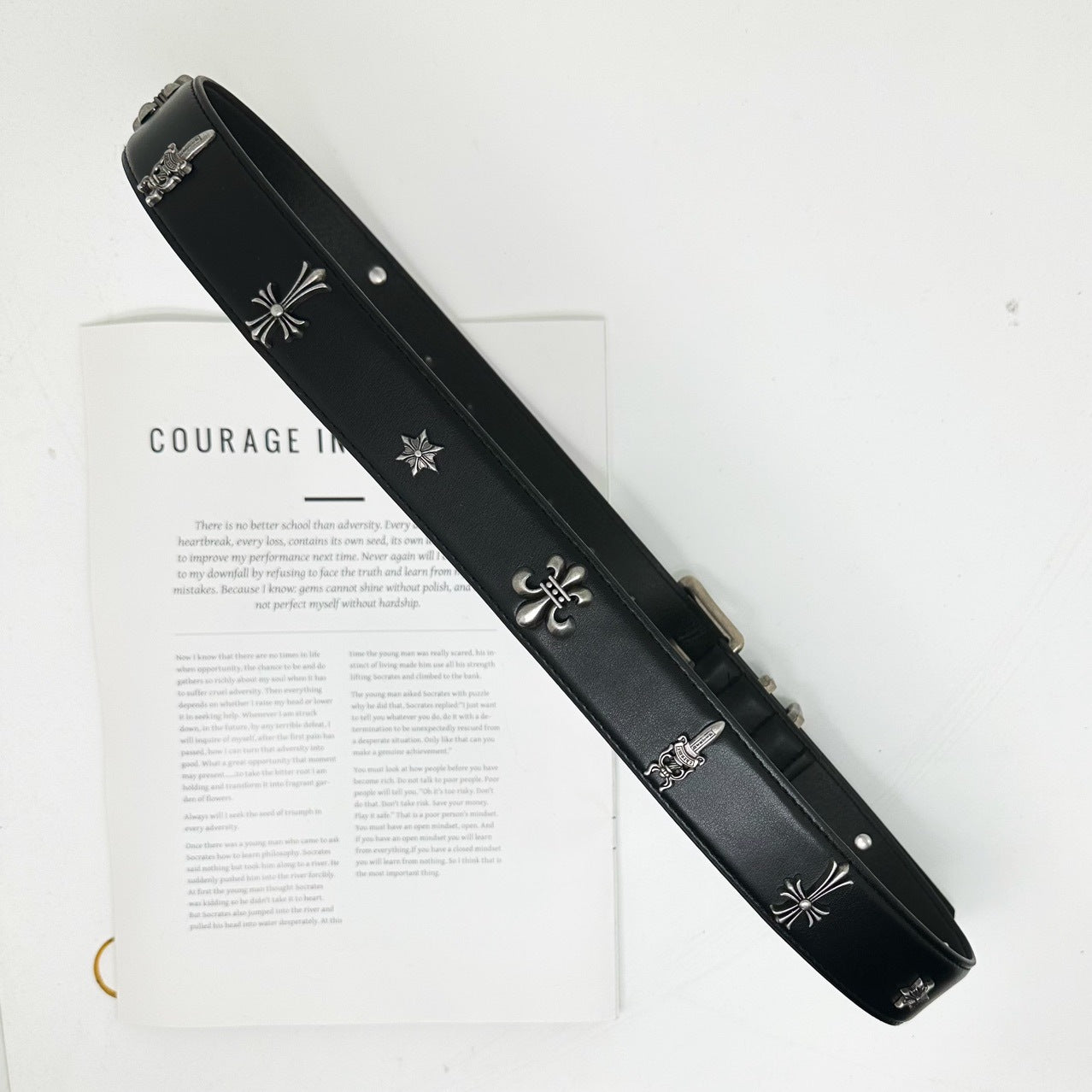 Leather Belt With Cross Detailing