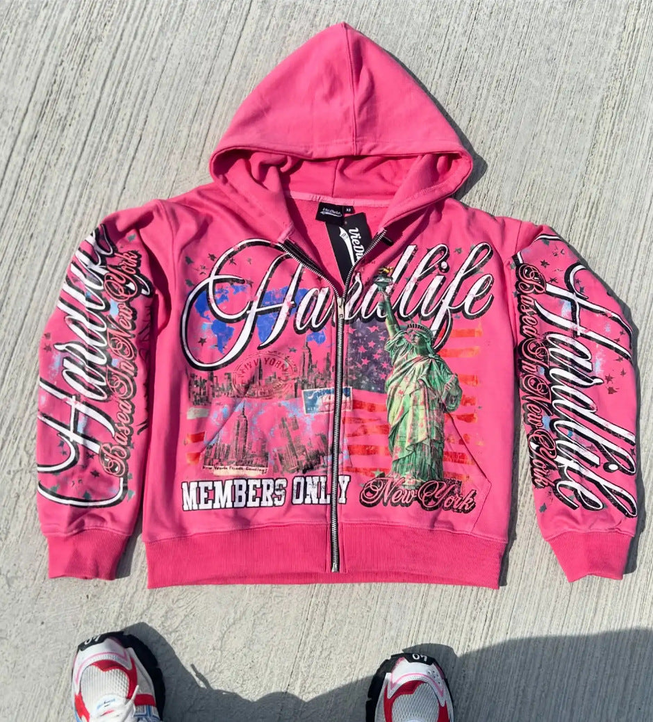 "USA LIFE" graphic zip up